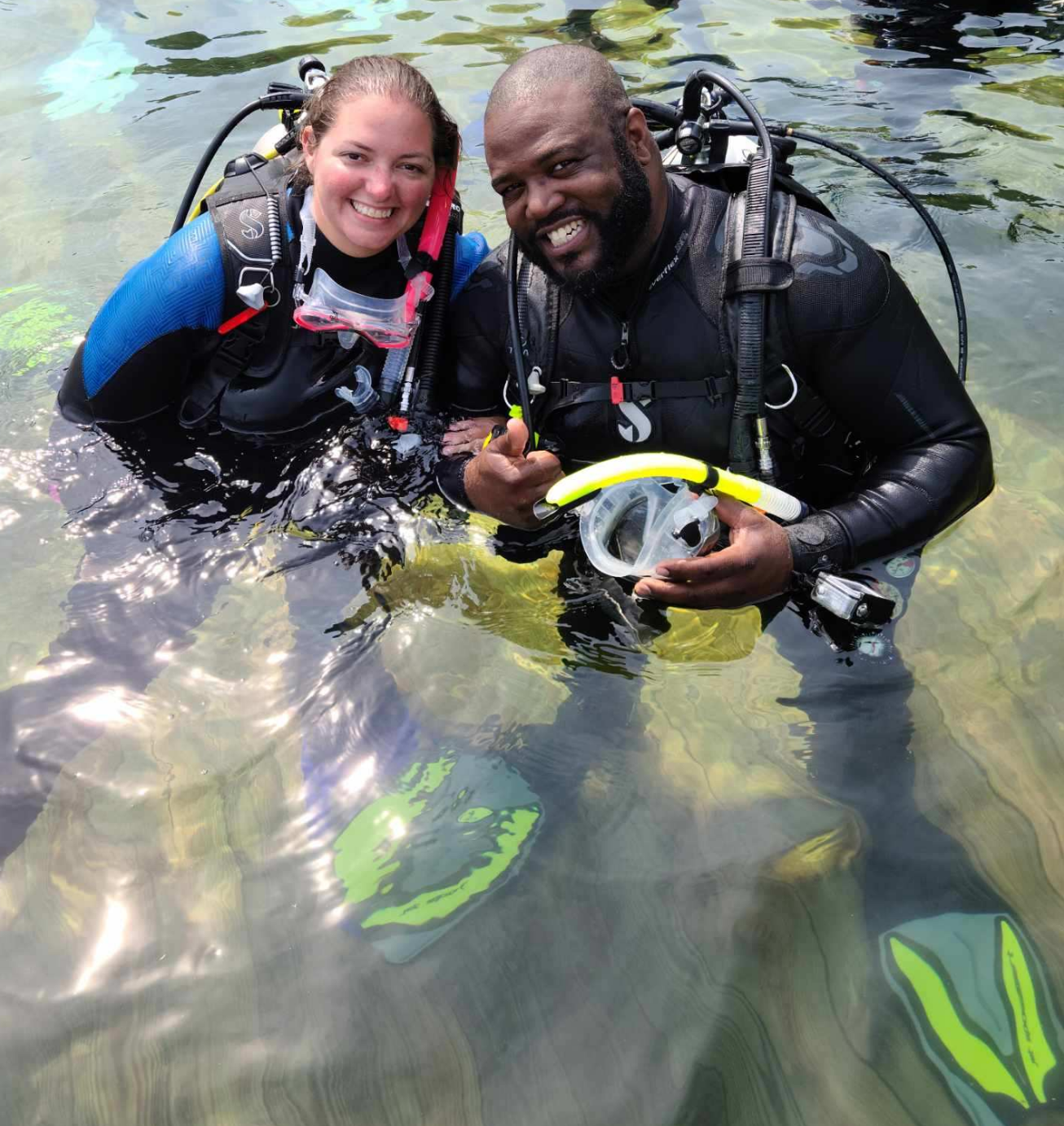 Karen and Tony scuba diving together